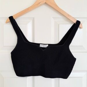 Aritzia Babaton Knit Sculpt Black Ribbed Women's Crop Top Large